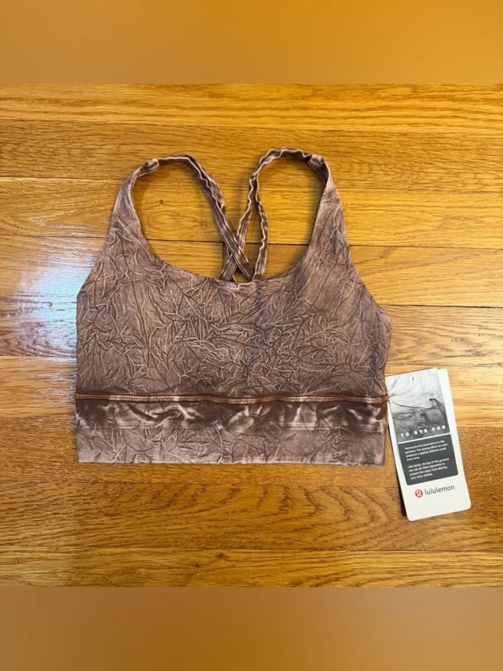 Lululemon Energy Bra Long Line Ice Dye Ice Wash Brown Earth - Size 4 NWT (New)